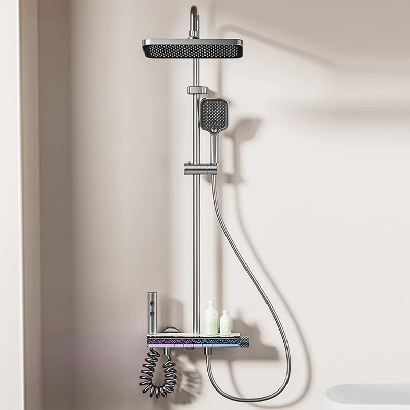 Digital Display Shower Set with Starry Sky Atmosphere Light Bathroom Shower System Modern Bath Faucets Shower Head